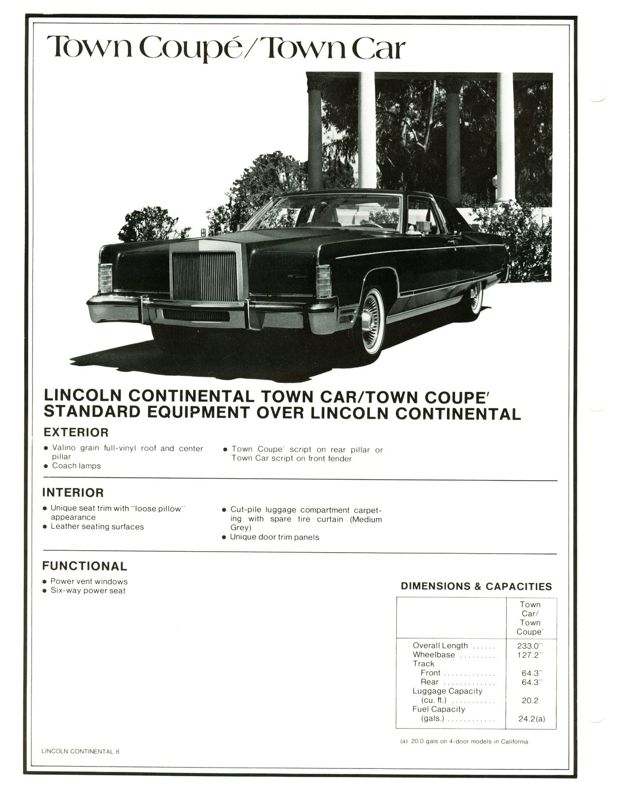 1977 Lincoln Continental Mark V Product Facts Book Page 20